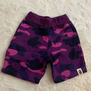 Bape Kids Camo Shorts in Purple and Pink